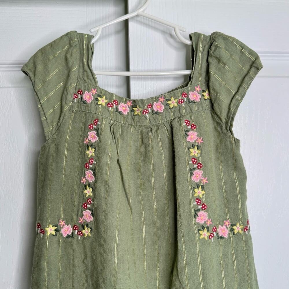 Gymboree Girls Embroidered Floral Dress Fairytale Forest Mushroom Floral Green 6 - Picture 5 of 12